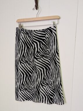 Vintage Deadstock NWT Zebra Print Knee Length Skirt By Express Size 1/2